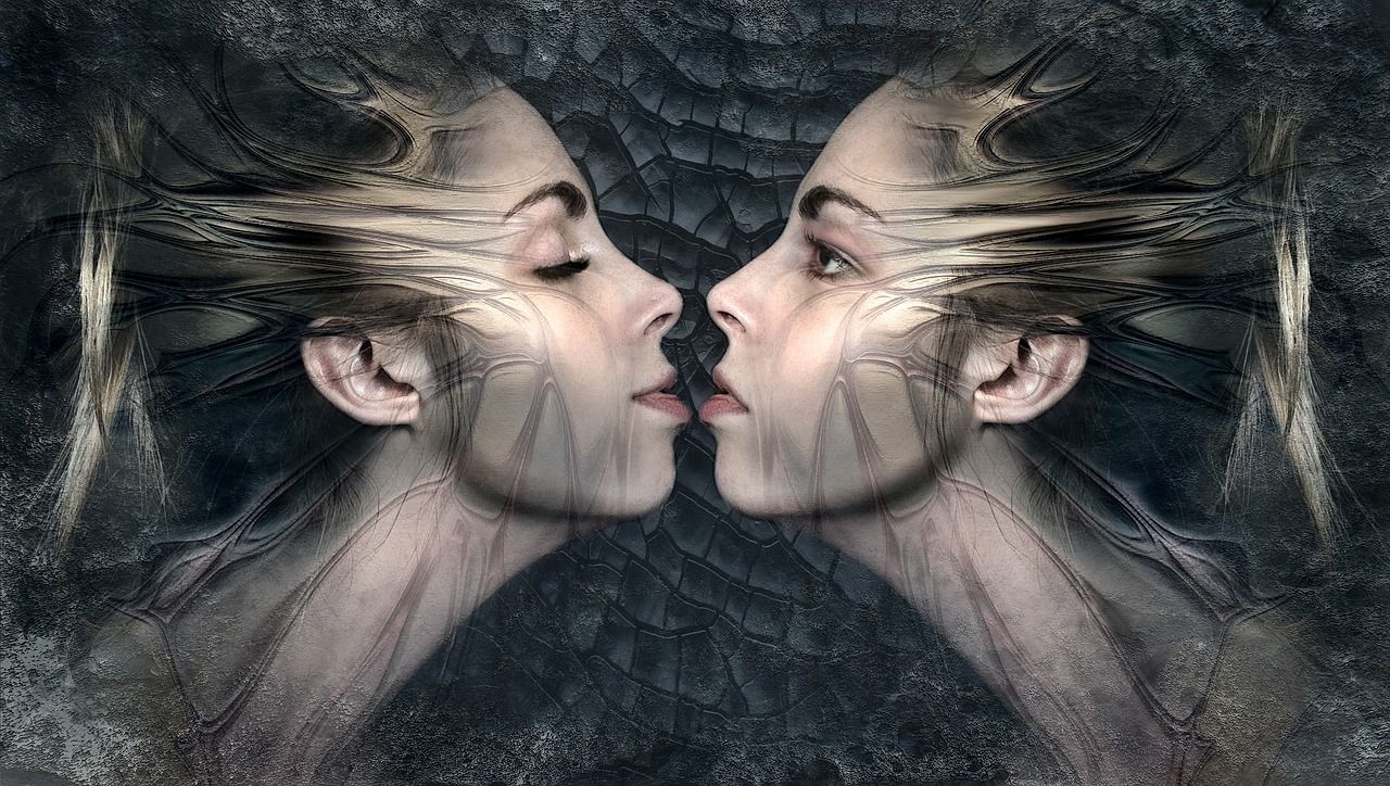 Kiss Beauty Twins Composing Sensual Woman Fantasy