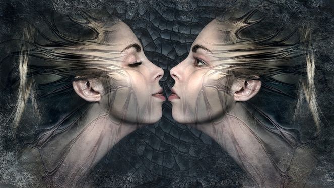 Kiss Beauty Twins Composing Sensual Woman Fantasy